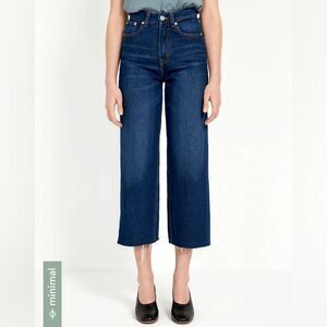 Frank & Oak Jeans Size 27 Nina Wide Leg Cropped Denim High Rise Raw Hem